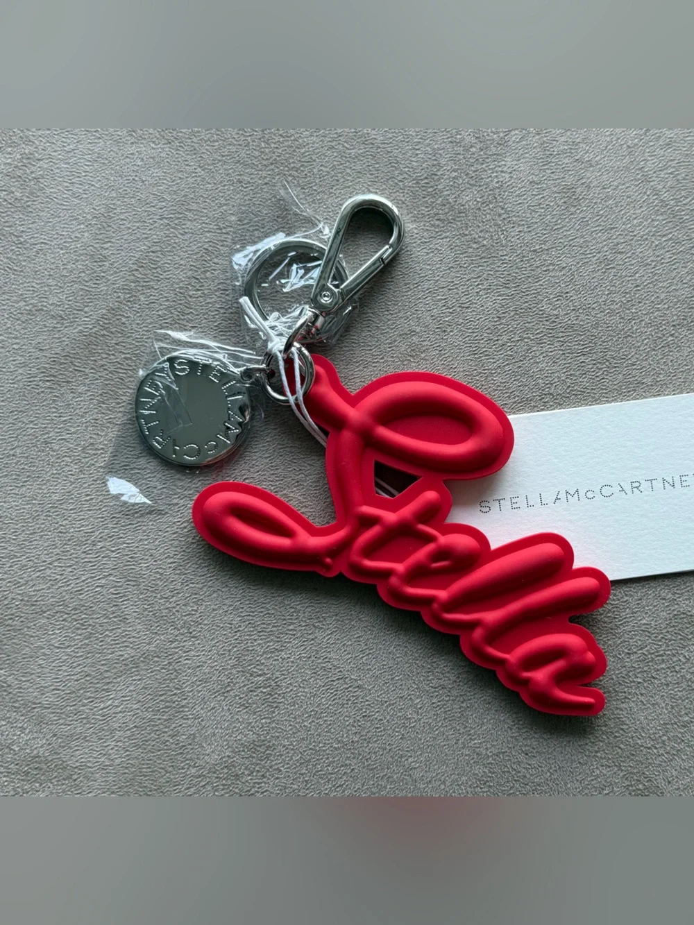 Stella McCartney Red Script Logo Key & Card Holder